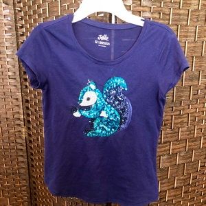 Adorable girls sequined squirrel top